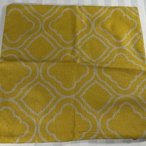 Yellow/Beige Print Burlap Texture Pillow Cover w/ Zipper